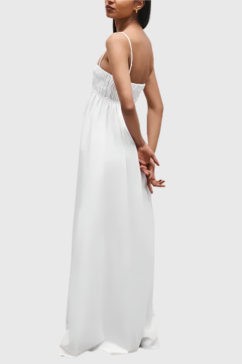 Witte mouwloze halternek maxi-jurk