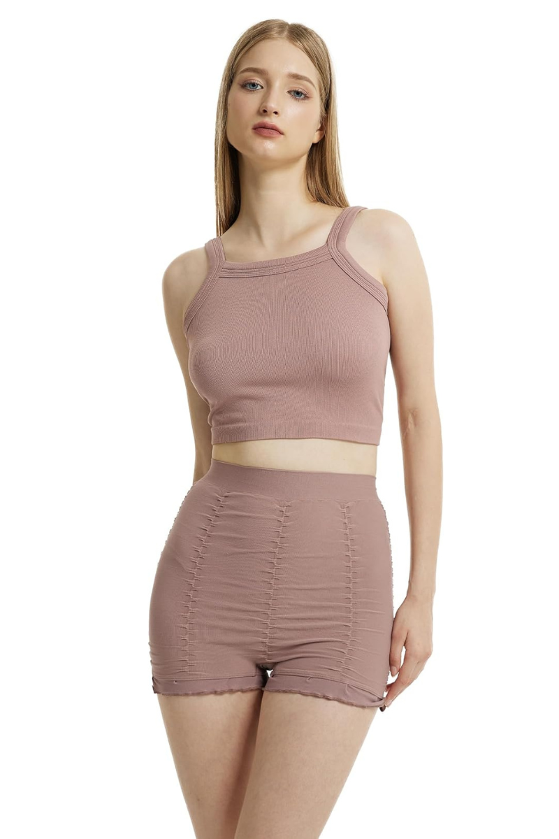 Hoge Taille Corrigerende Short met Ruches