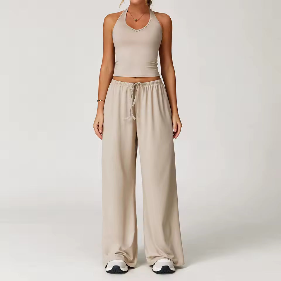 Haltertop en Wijde Broek Set