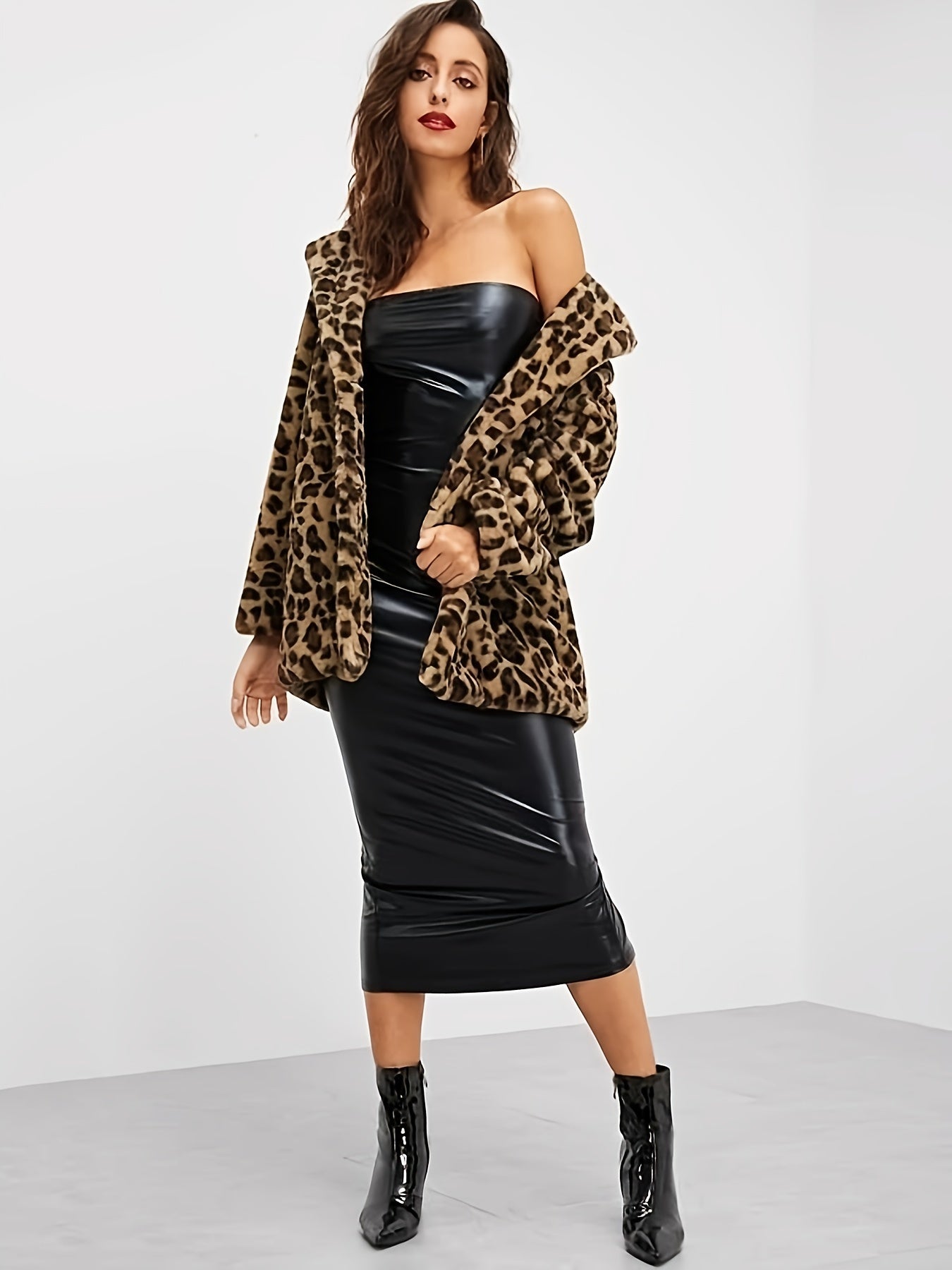 Mjuk jacka med leopardtryck