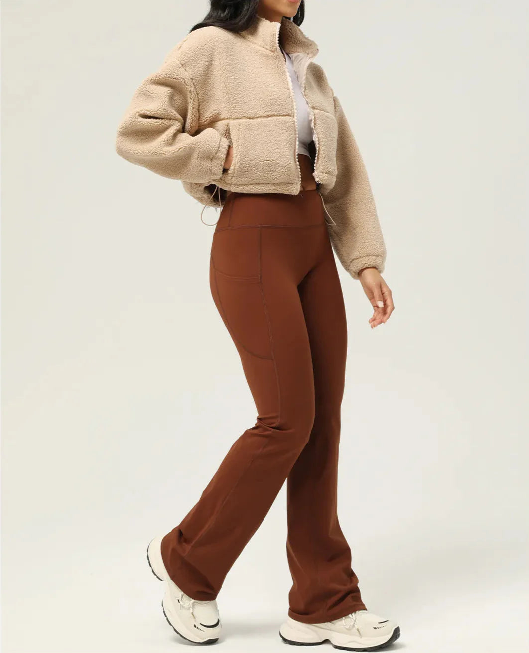 Tjock fleecetoppjacka i plysch