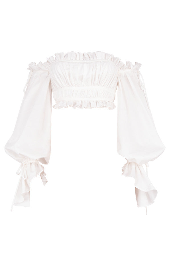 Vit off shoulder topp med volanger