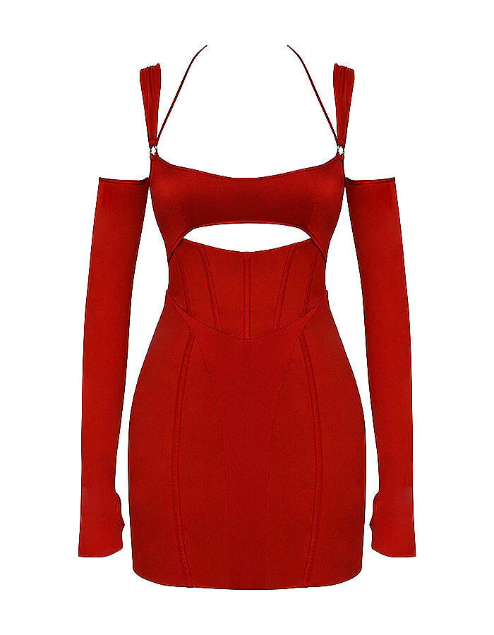 Rode Cut-Out Bodycon Jurk