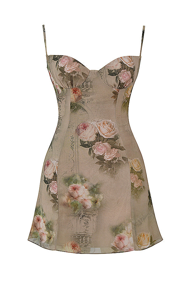 Blommig vintage miniklänning