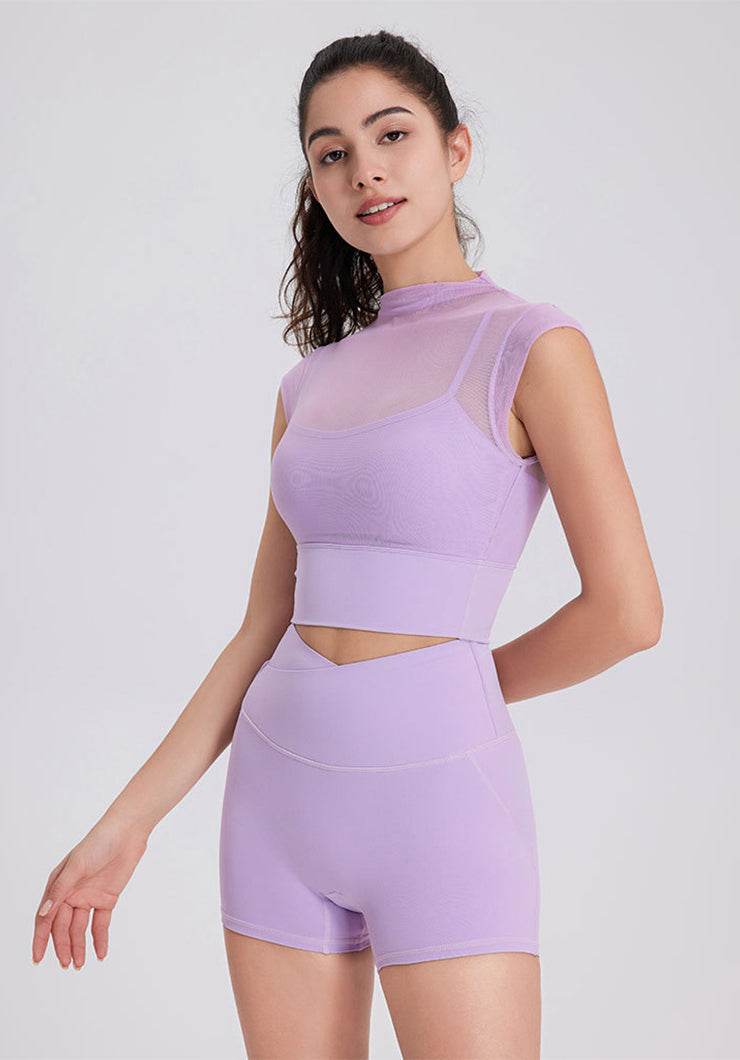 Mesh Crop Top met Kapmouwtjes
