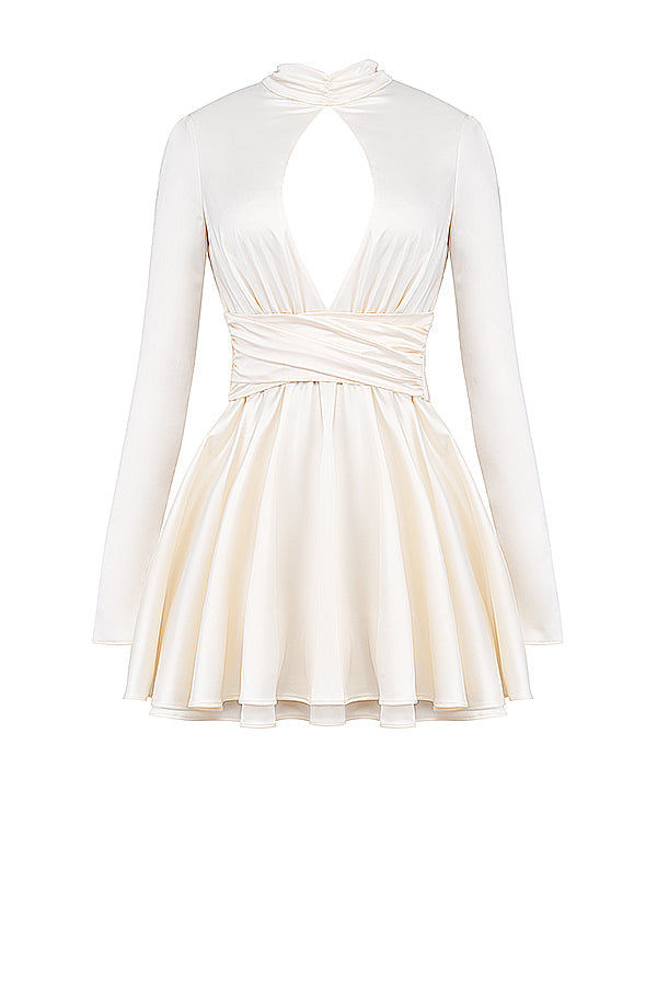Beige miniklänning med rosett baktill