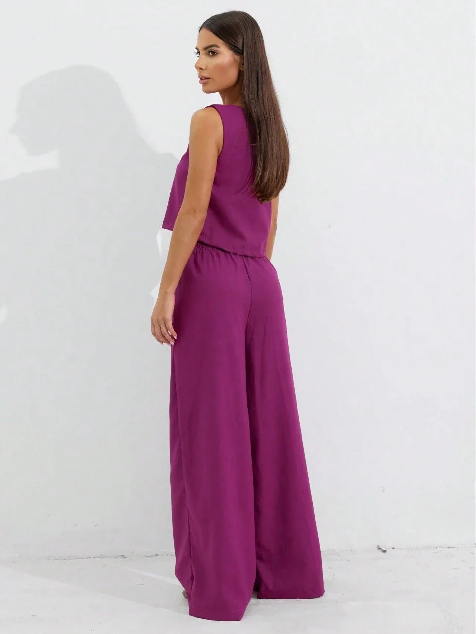 Mouwloze Crop Top & Wijde Broek Set