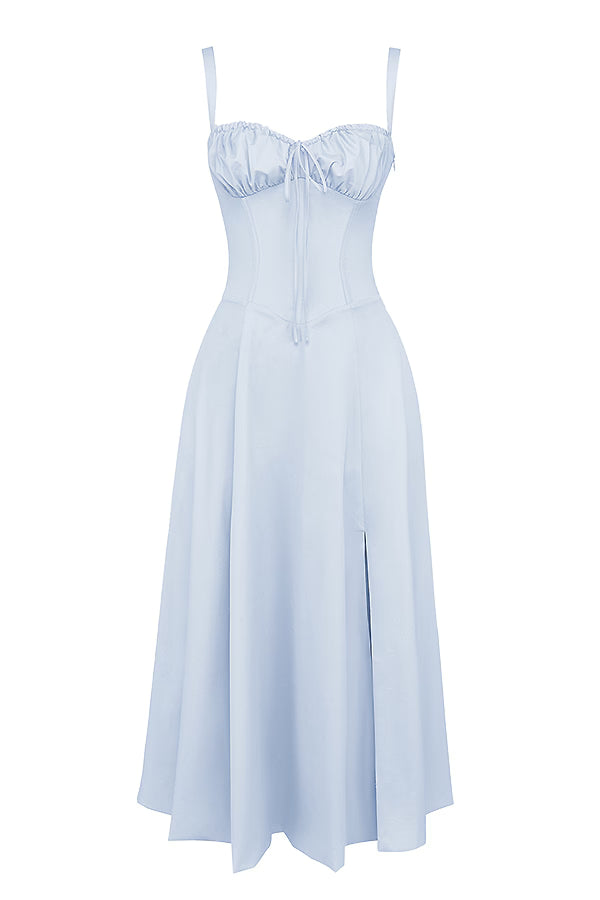 Lichtblauwe Corset Midi Jurk