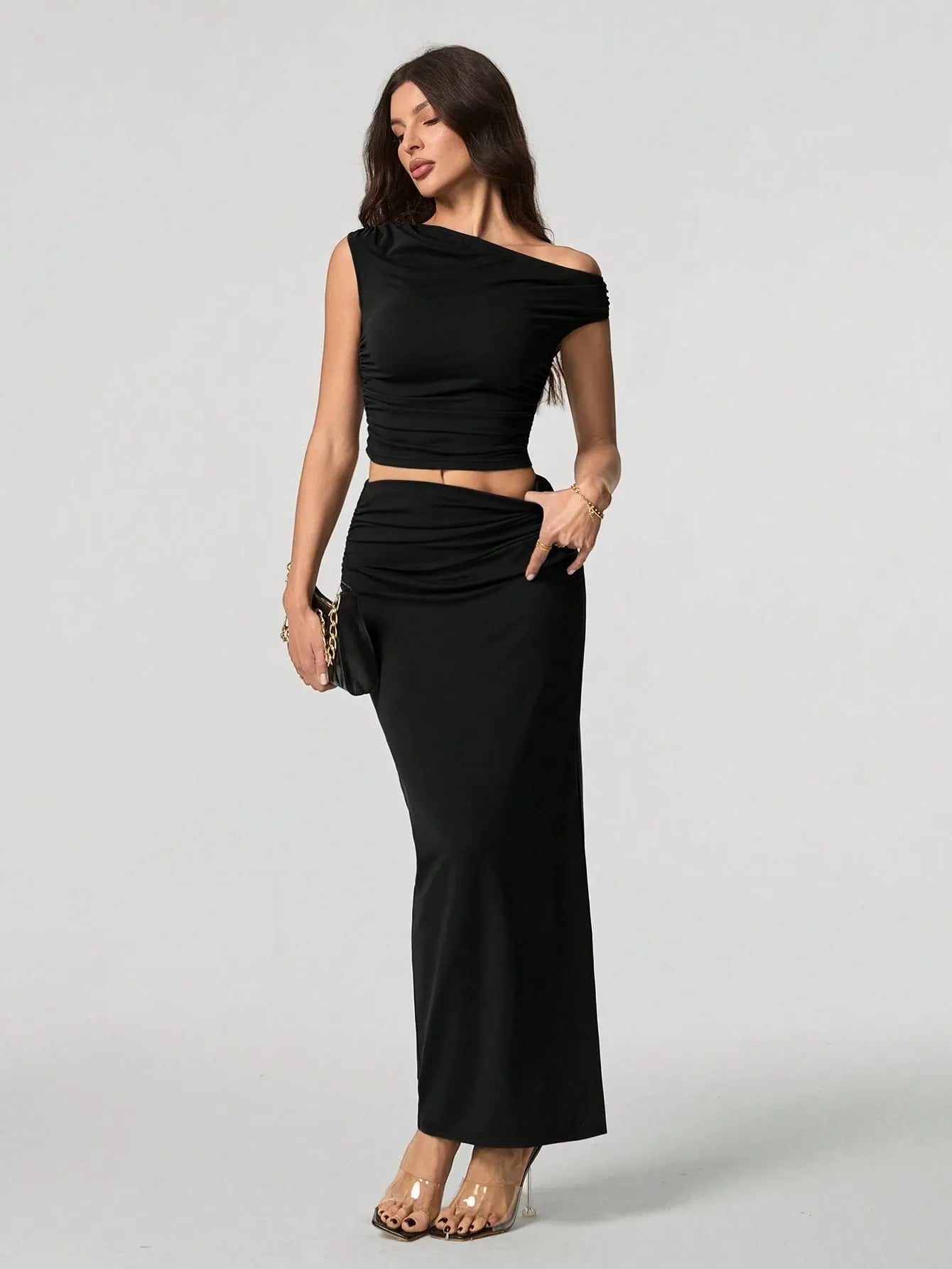 Off-Shoulder Twee-Delige Maxi Set