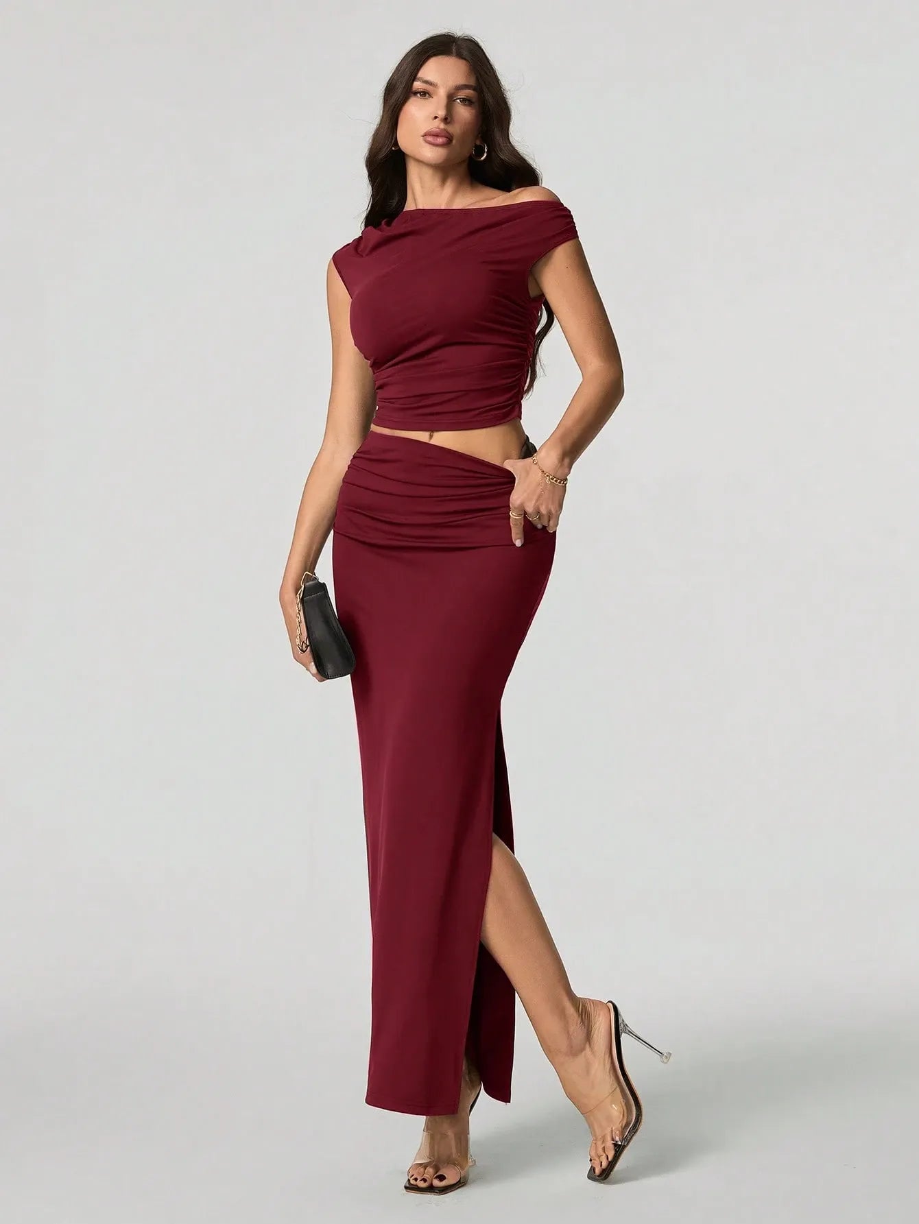 Off-Shoulder Twee-Delige Maxi Set