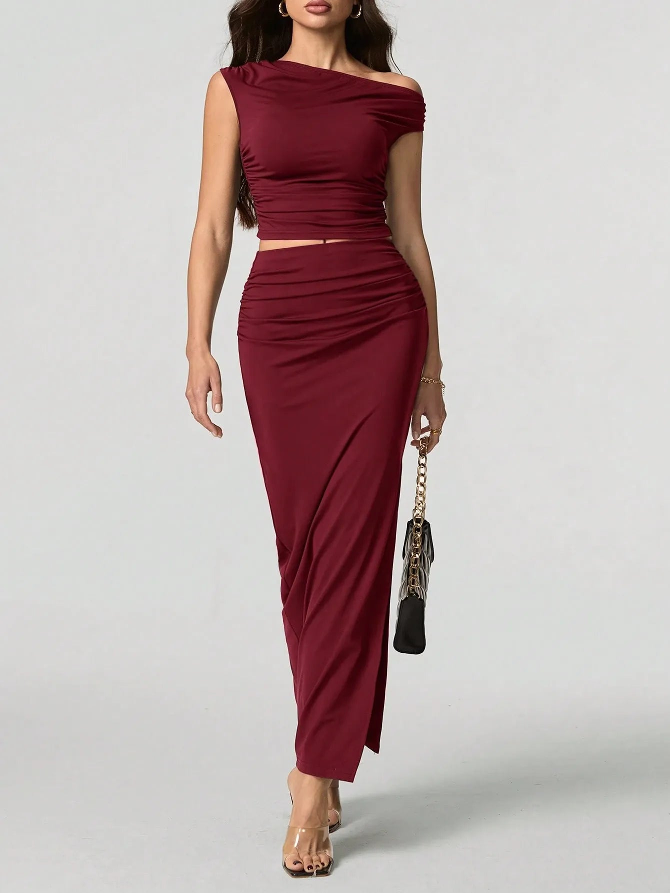 Off-Shoulder Twee-Delige Maxi Set