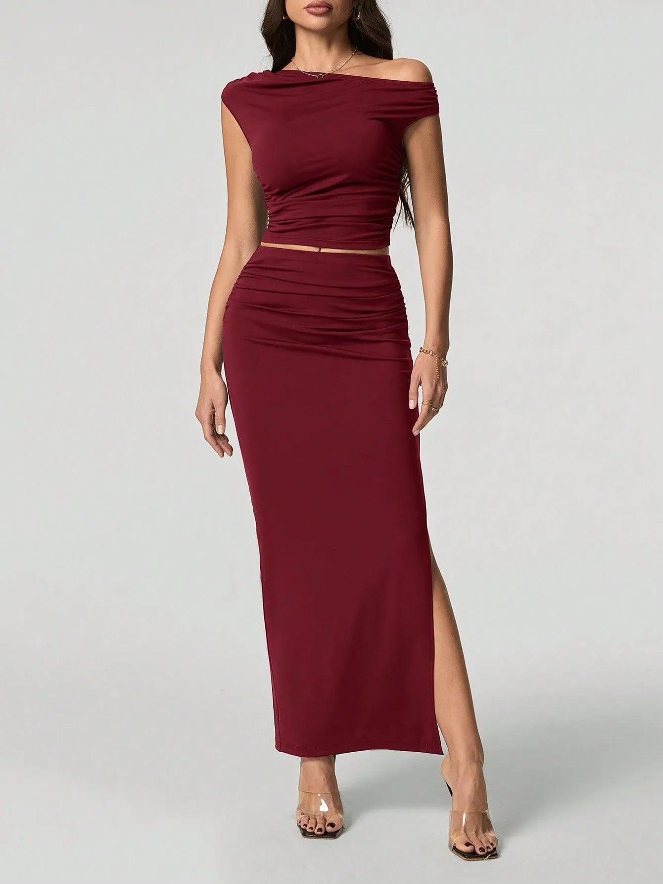 Off-Shoulder Twee-Delige Maxi Set