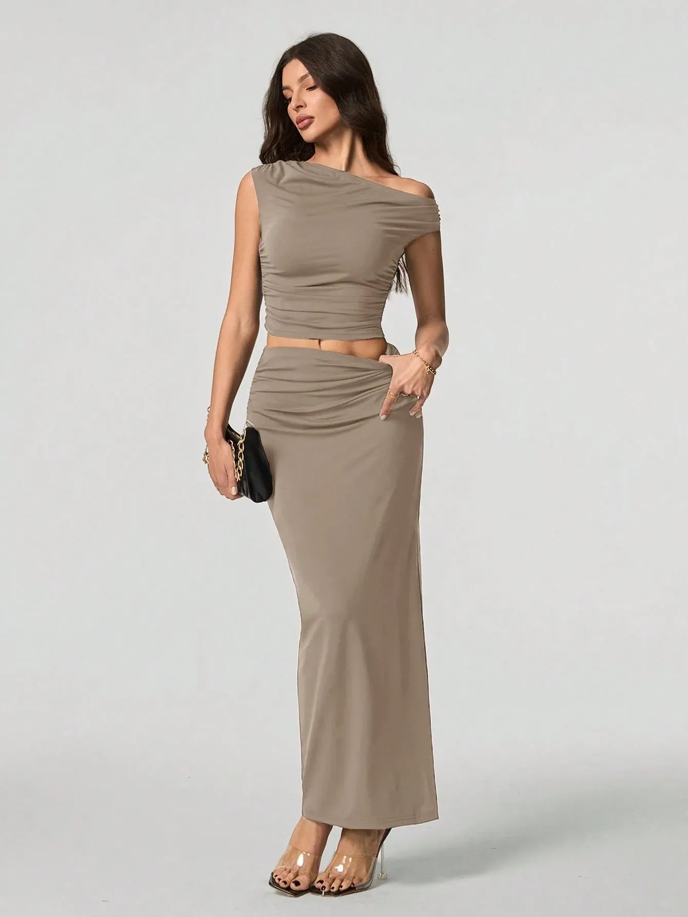 Off-Shoulder Twee-Delige Maxi Set