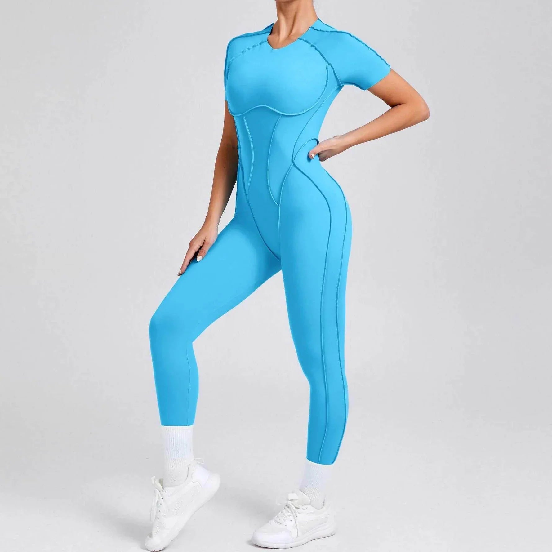 Sportieve Jumpsuit met Korte Mouwen