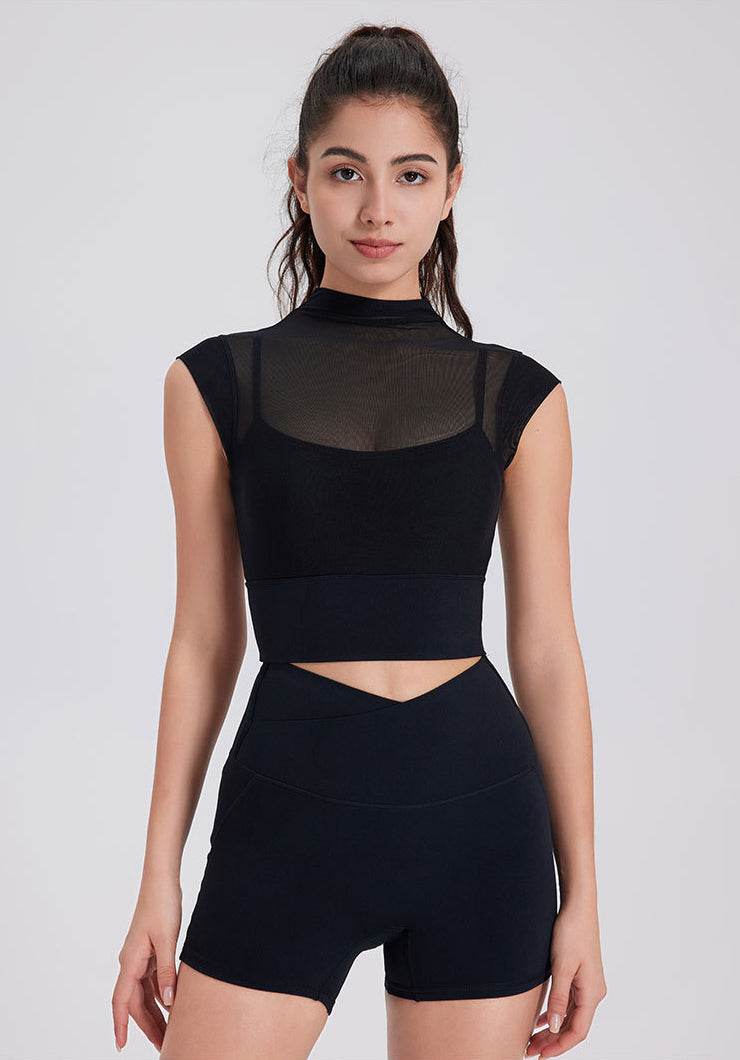 Mesh Crop Top met Kapmouwtjes