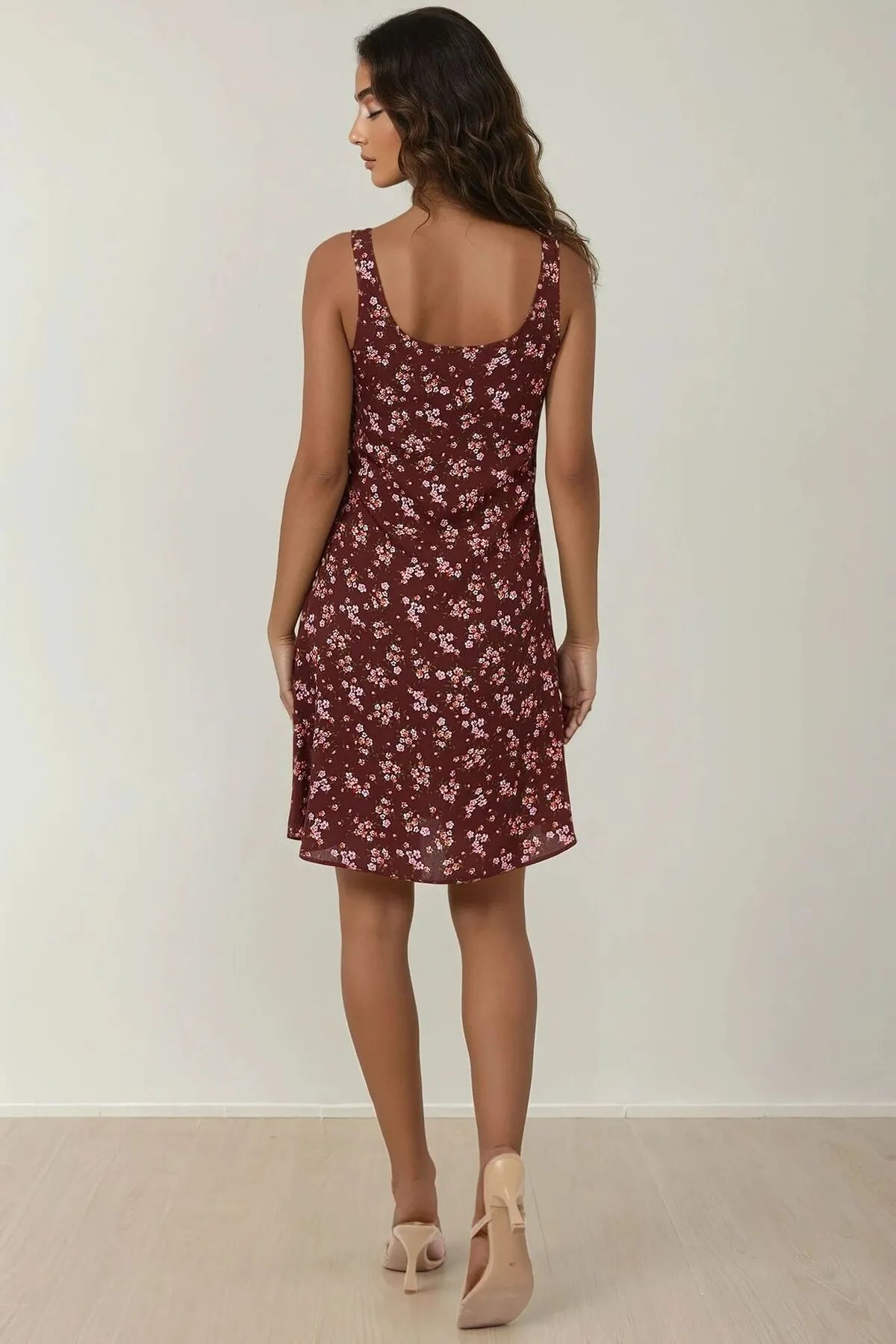 Bourgondische bloemen zomerjurk