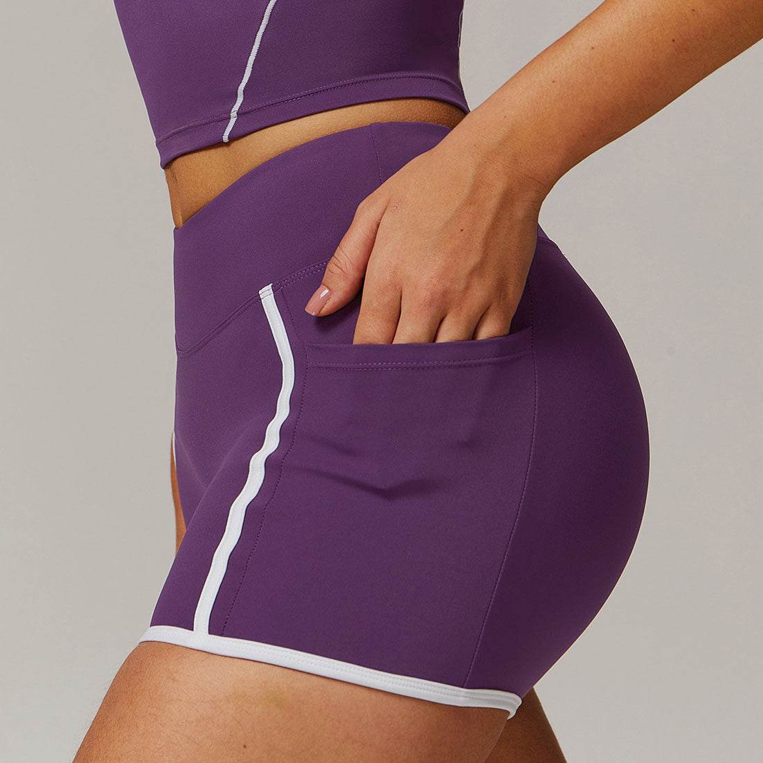 Sportieve High Waist Shorts met Contrasterende Details