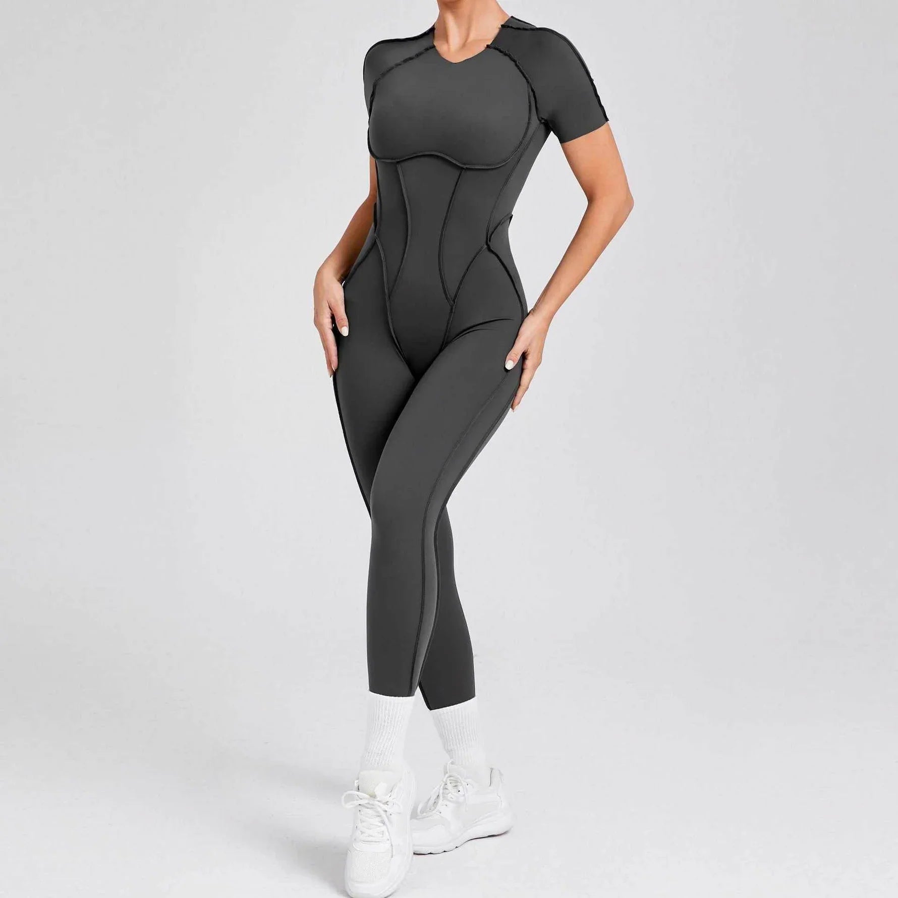 Sportieve Jumpsuit met Korte Mouwen