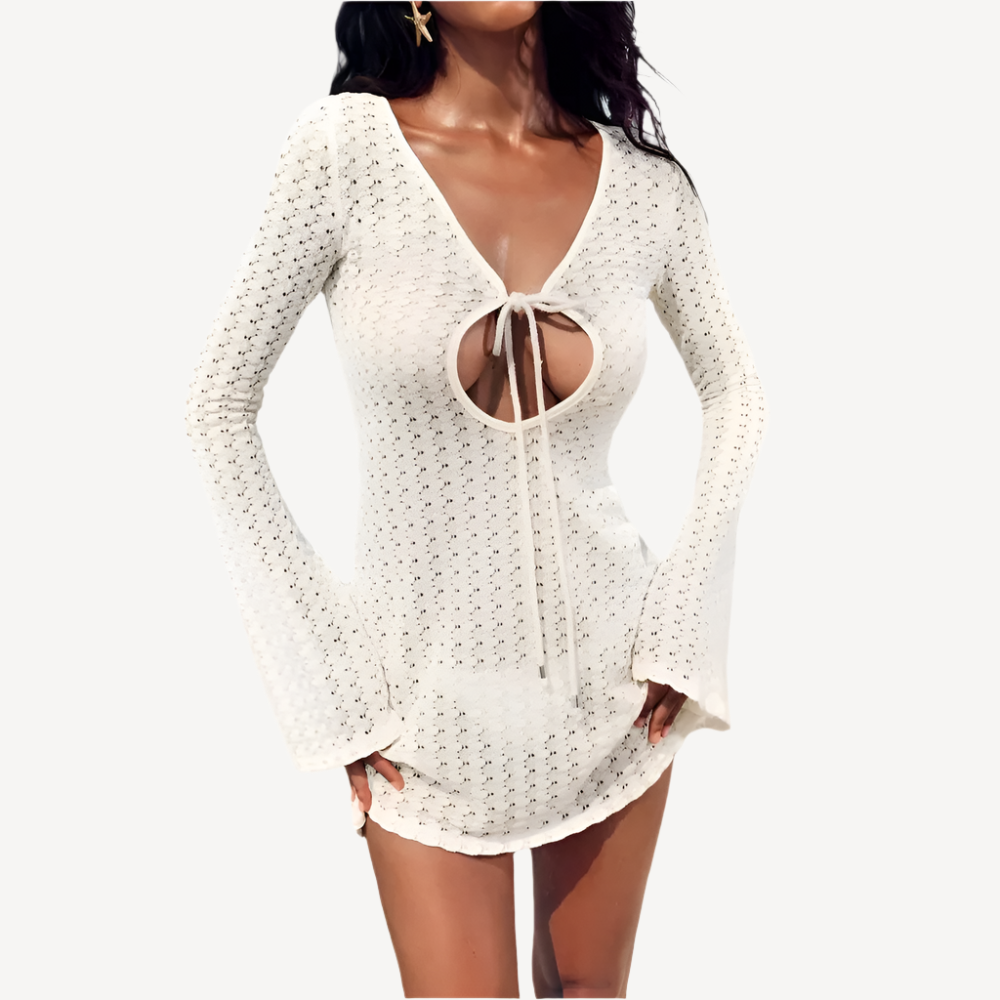 Mini Jurk met Textuurpatroon en Cut-Out