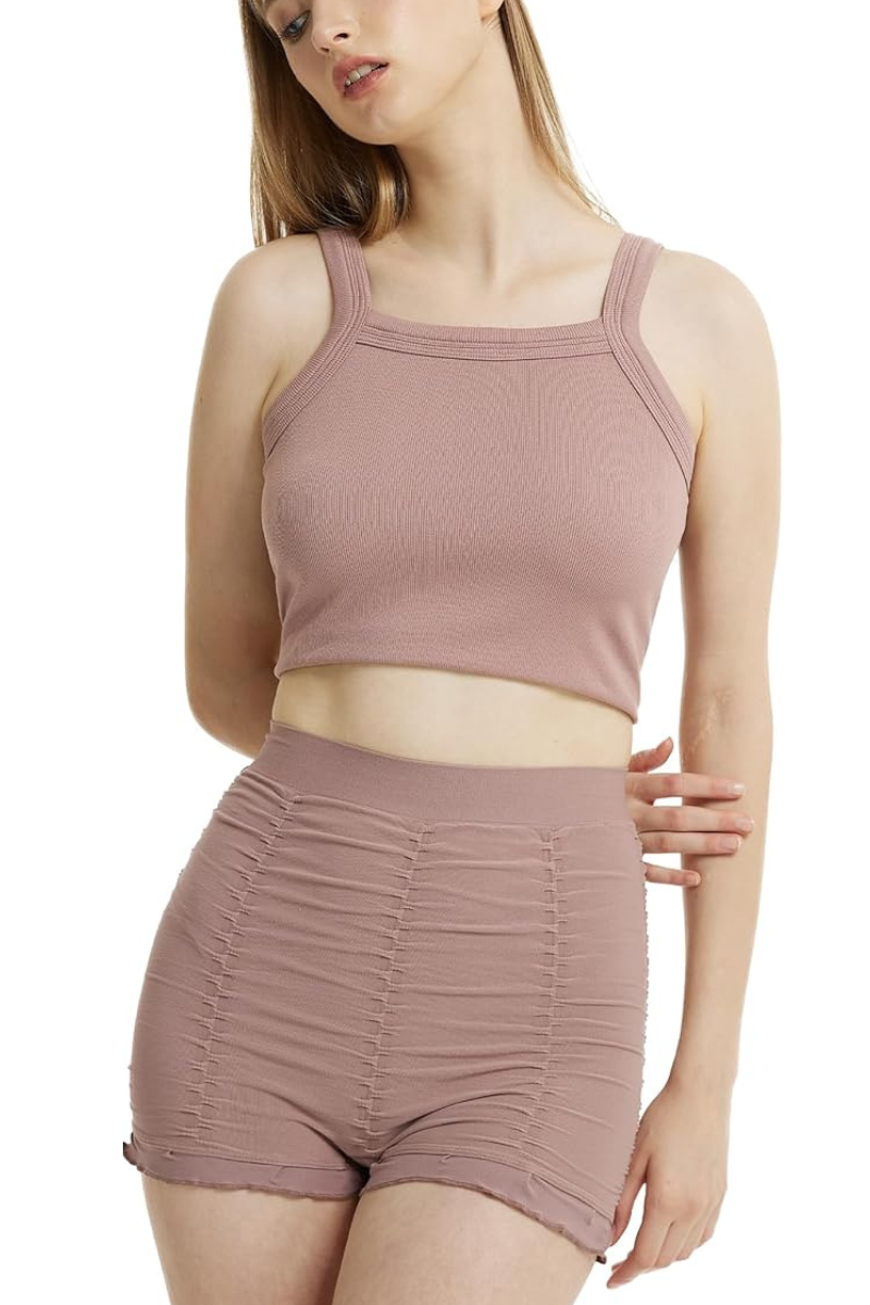 Hoge Taille Corrigerende Short met Ruches