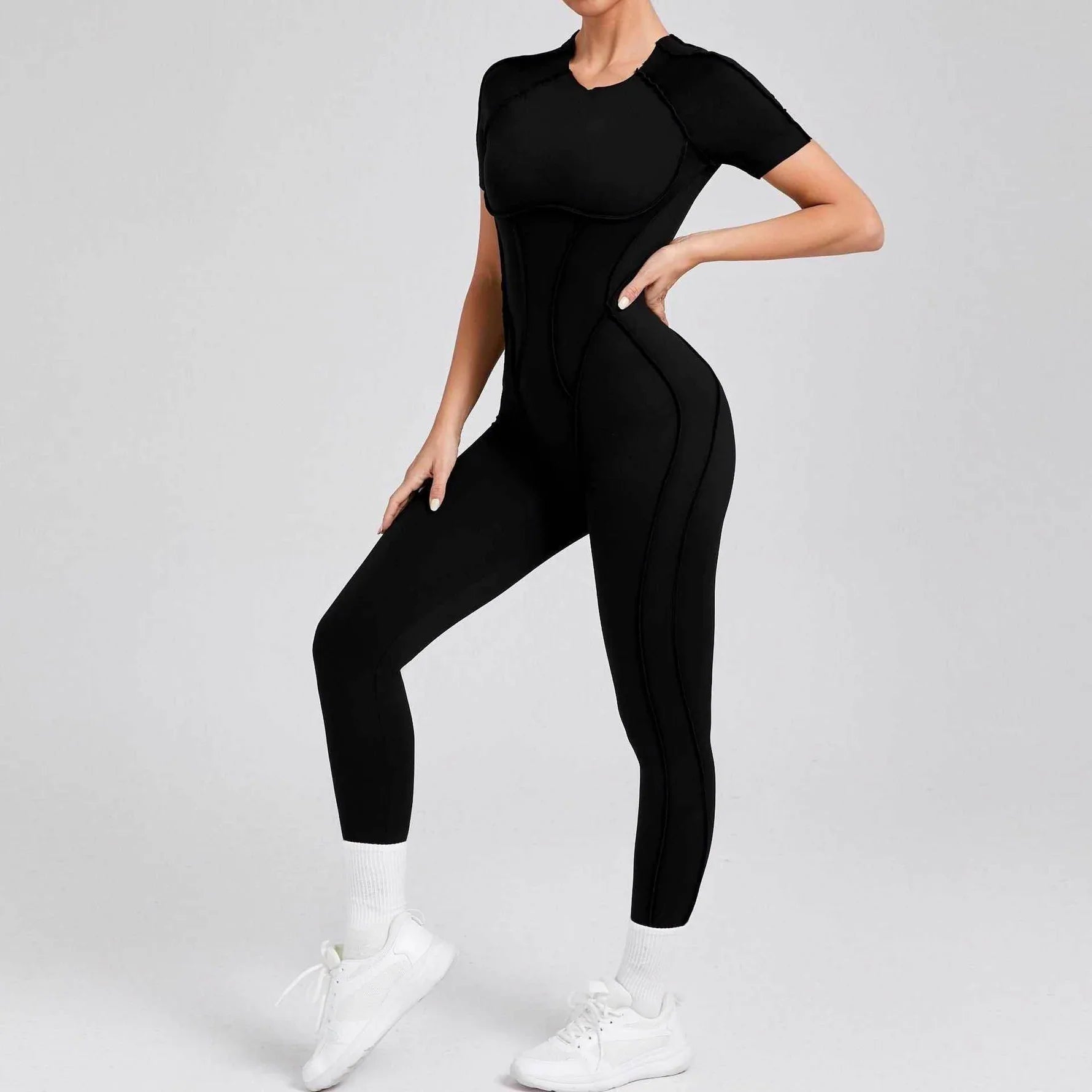 Sportieve Jumpsuit met Korte Mouwen