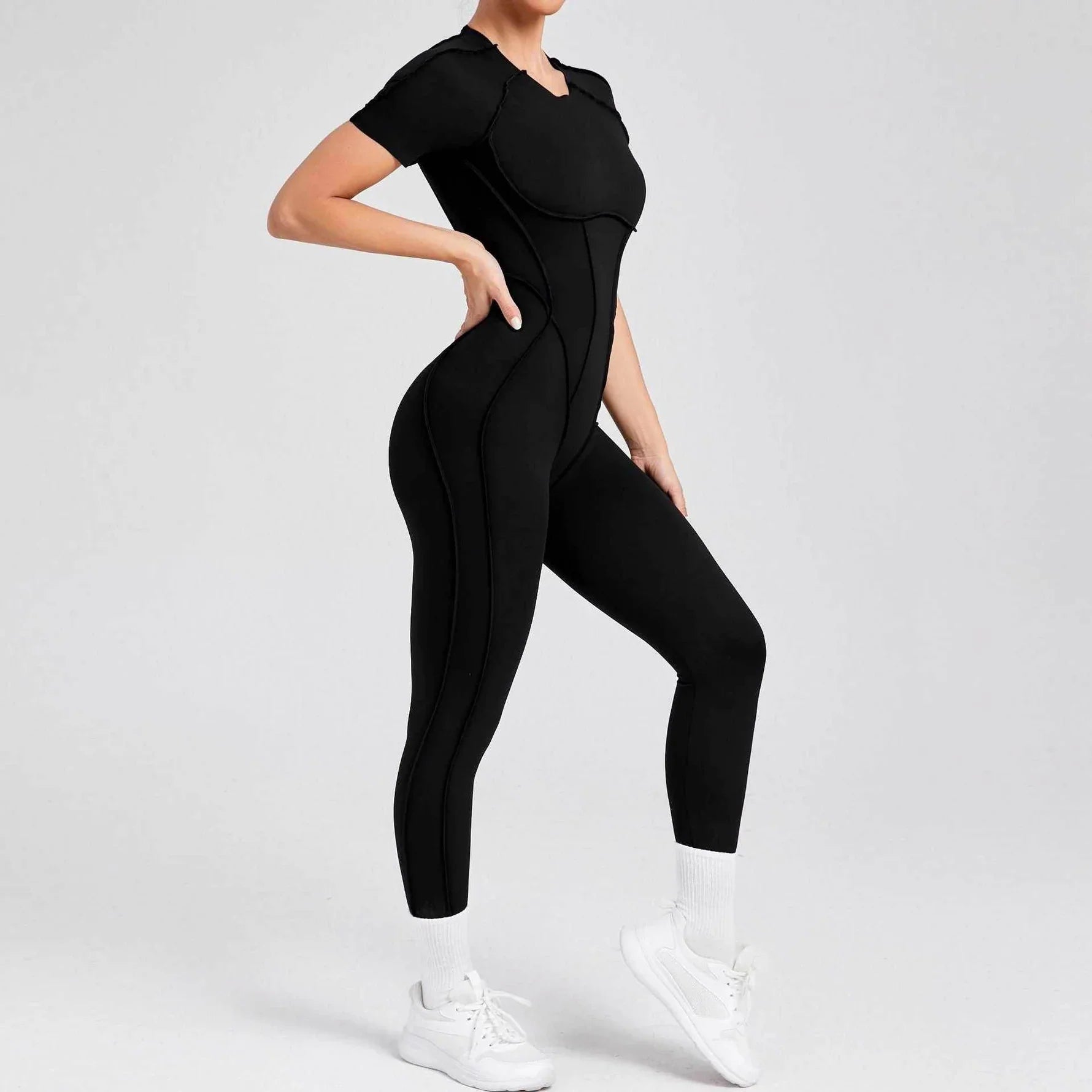 Sportieve Jumpsuit met Korte Mouwen