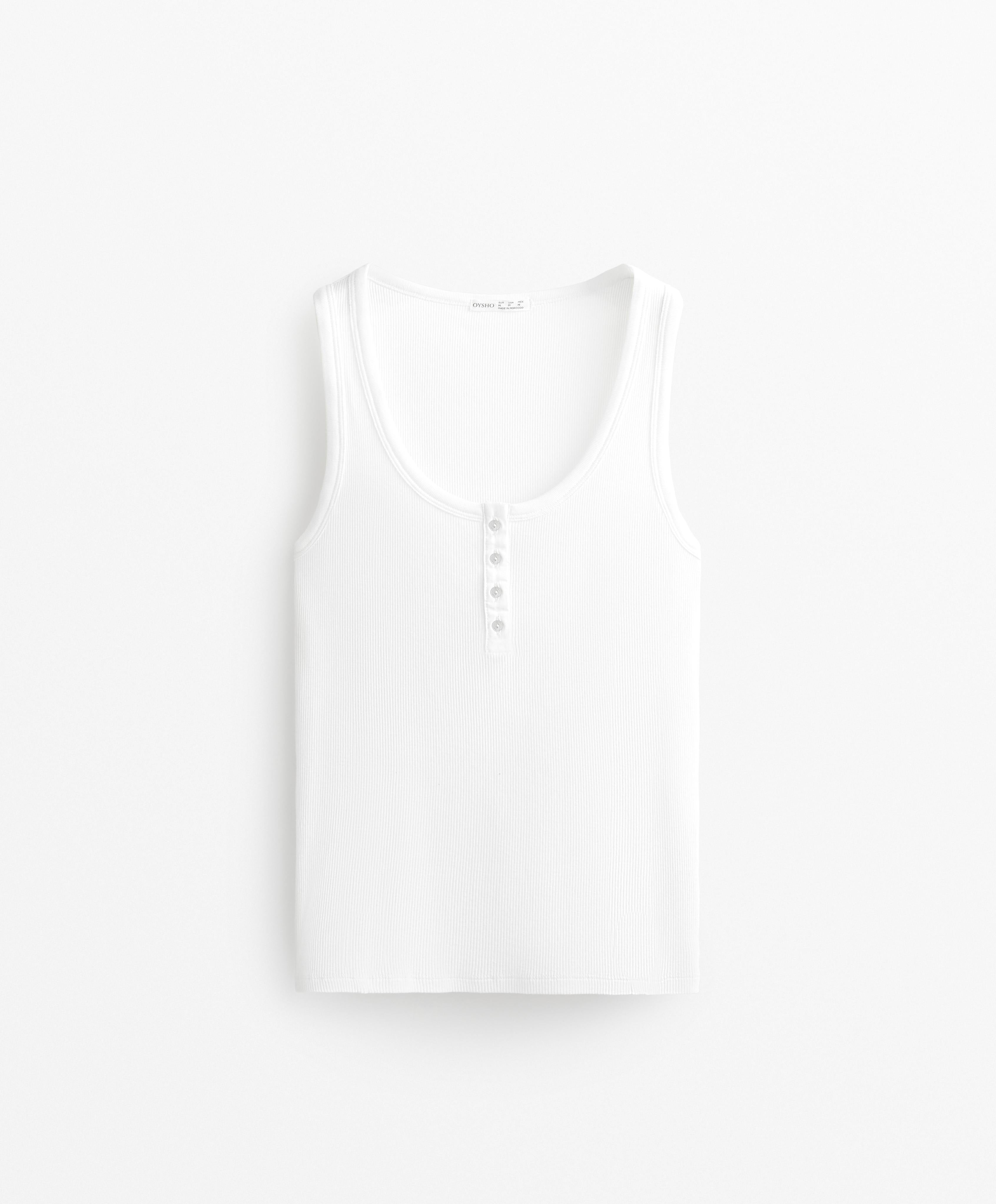 Geribde Henley Tanktop