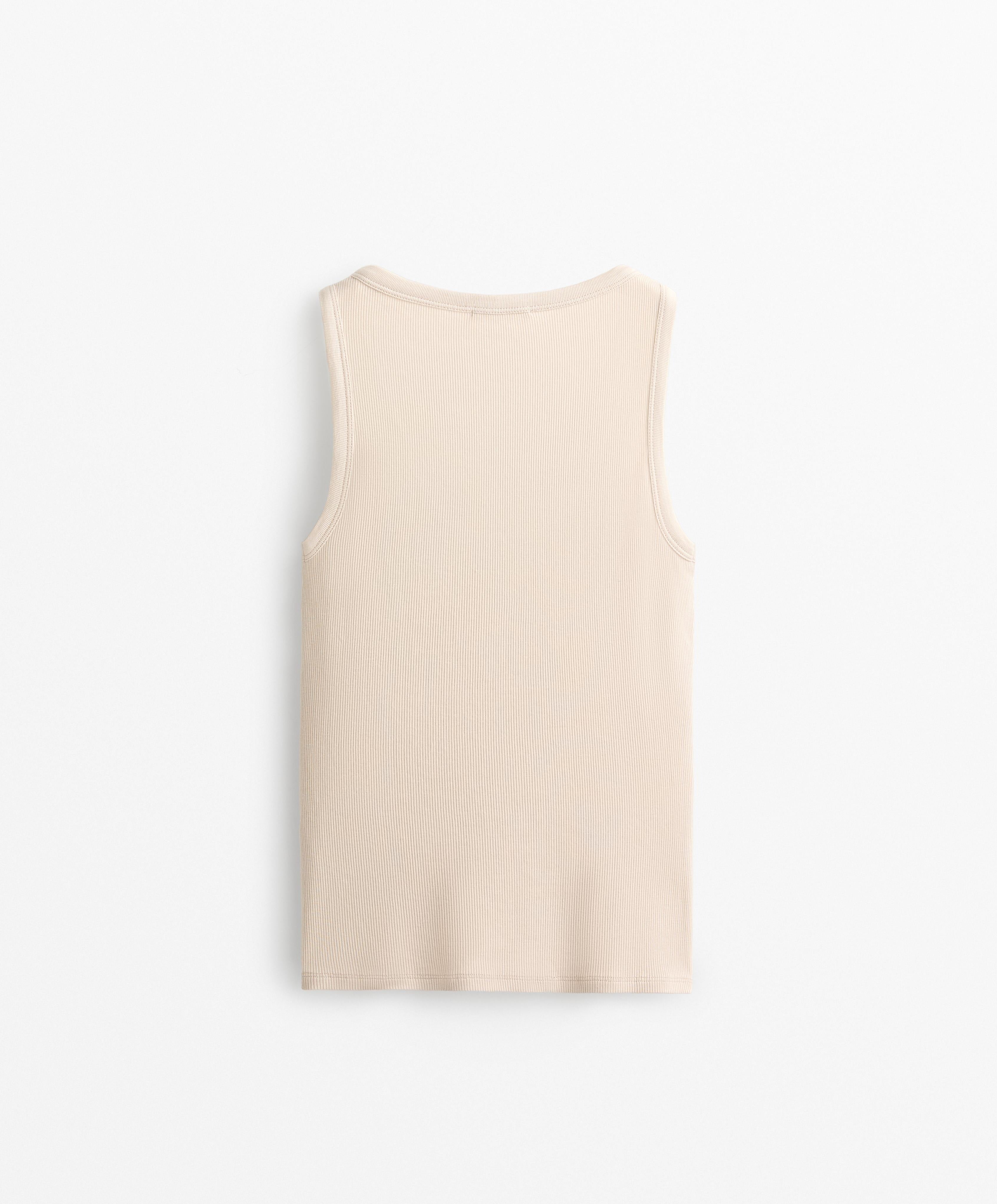 Geribde Henley Tanktop