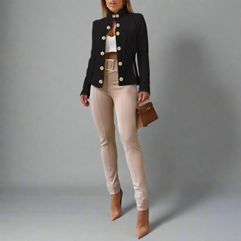 Blus med smal passform och långa ärmar