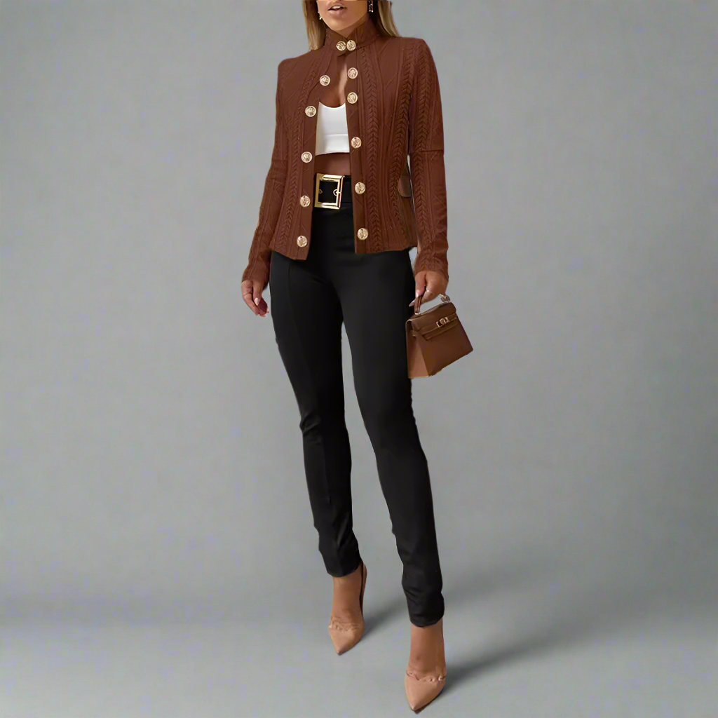 Blus med smal passform och långa ärmar