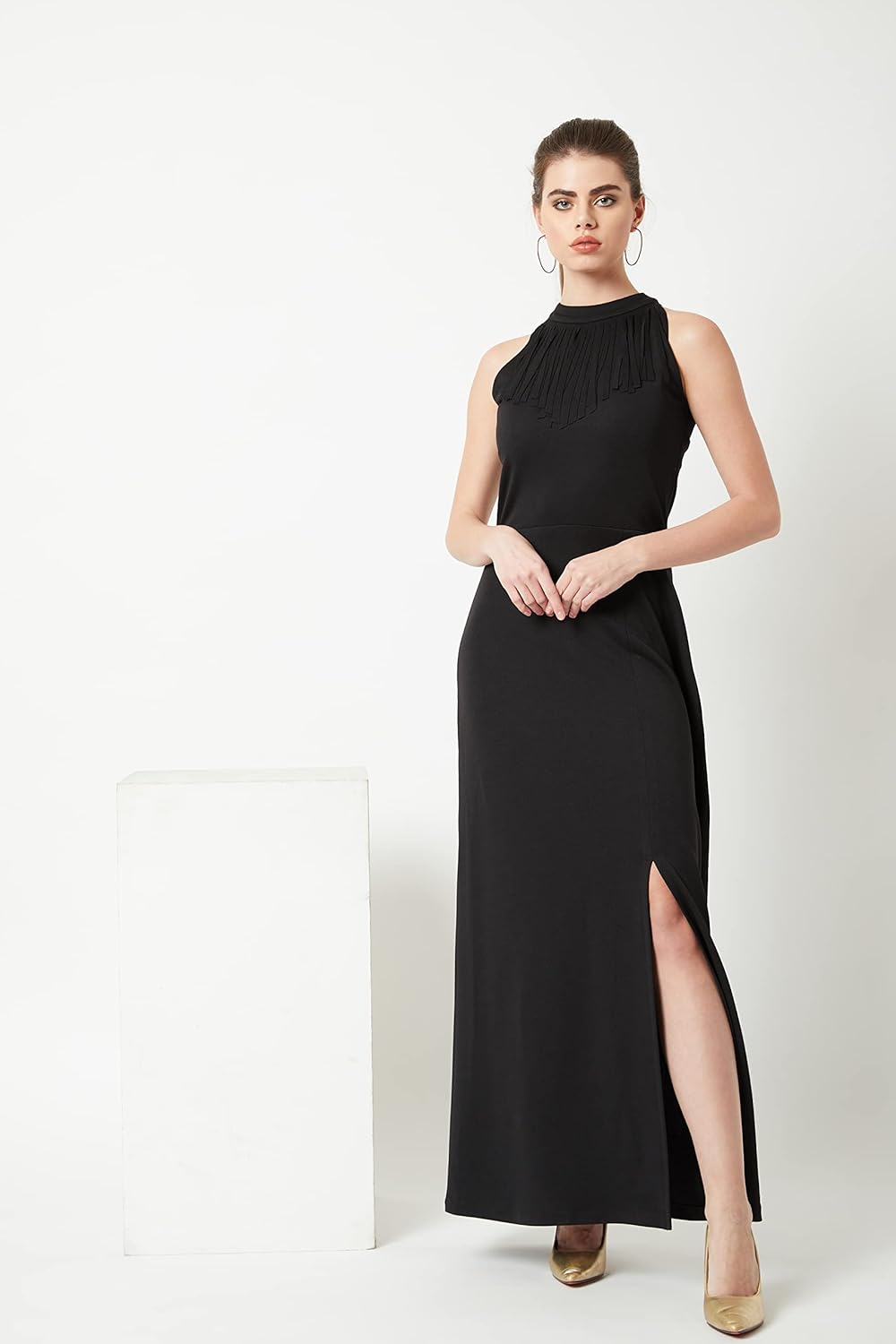 Terresa maxi-jurk met elegante halslijn