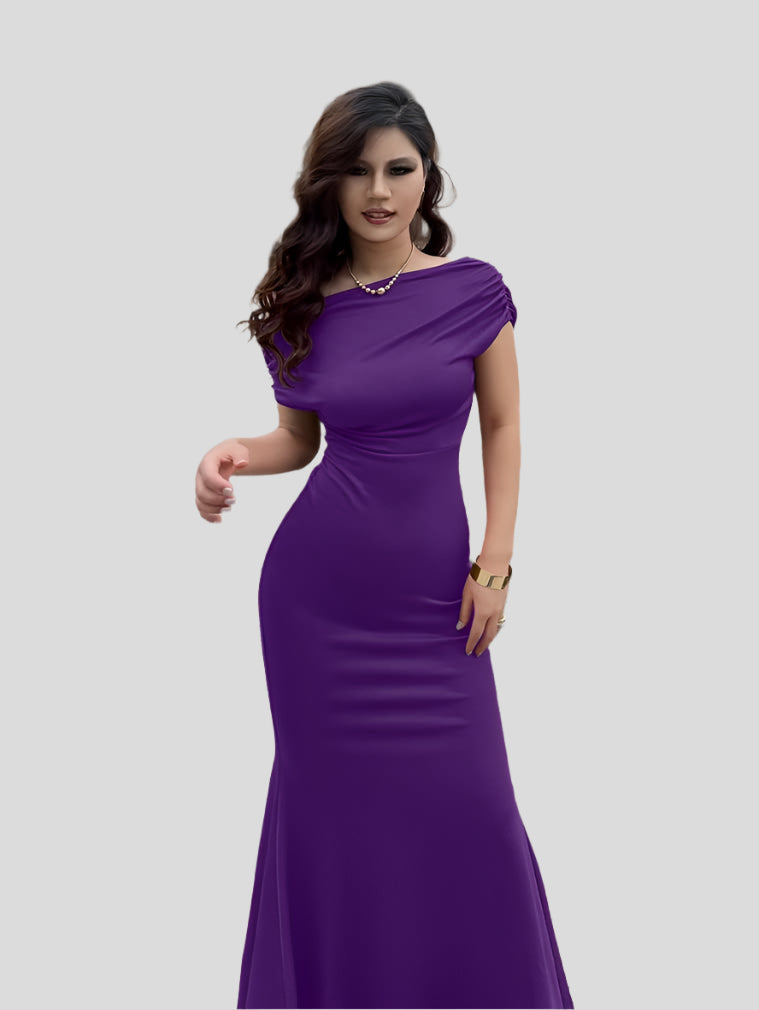 Elegante lange avondjurk met gedrapeerde taille