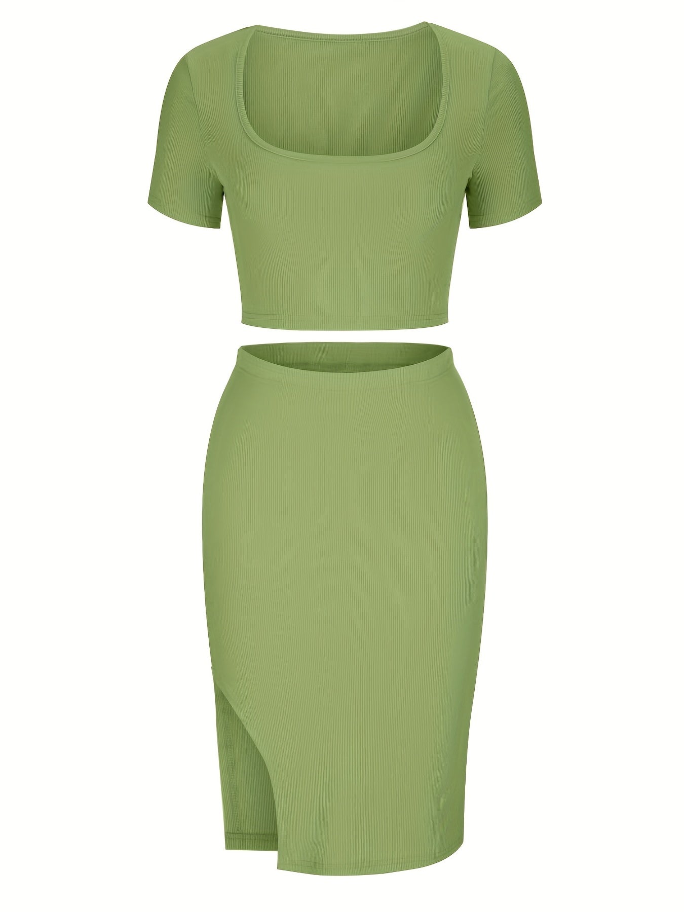 Crop top med fyrkantig halsringning och figurnära kjol