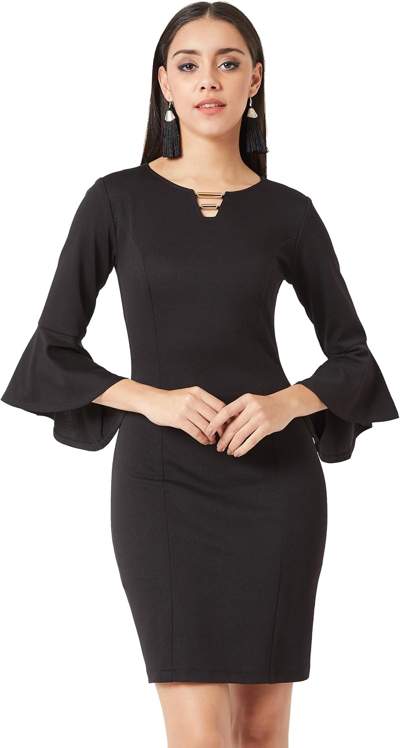 Elegante mini-jurk met ruche mouwen