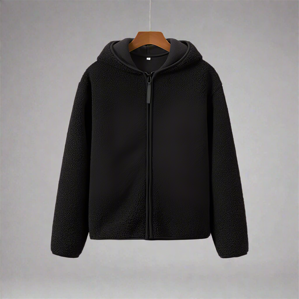 Huvtröja med dragkedja i polarfleece