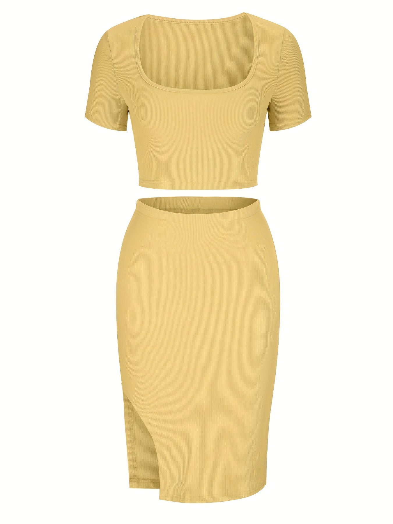 Crop top med fyrkantig halsringning och figurnära kjol