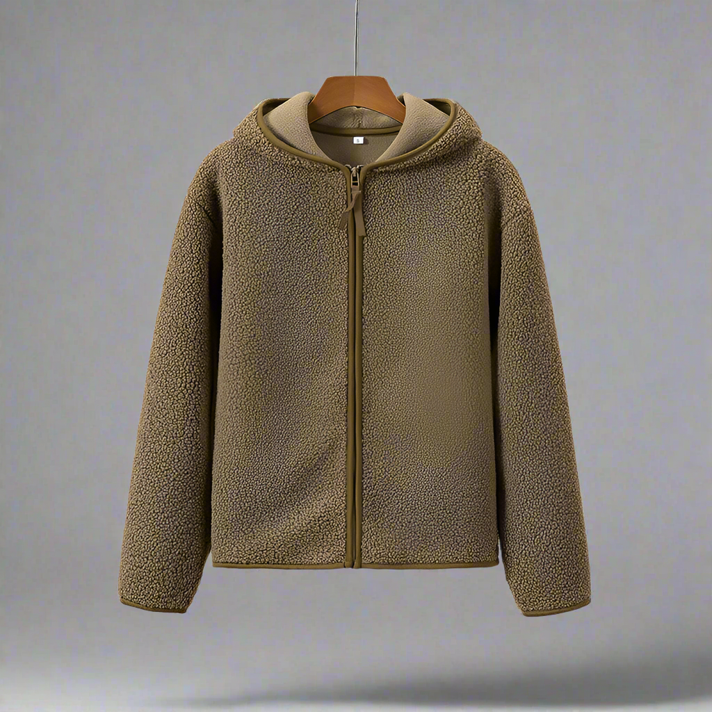 Huvtröja med dragkedja i polarfleece