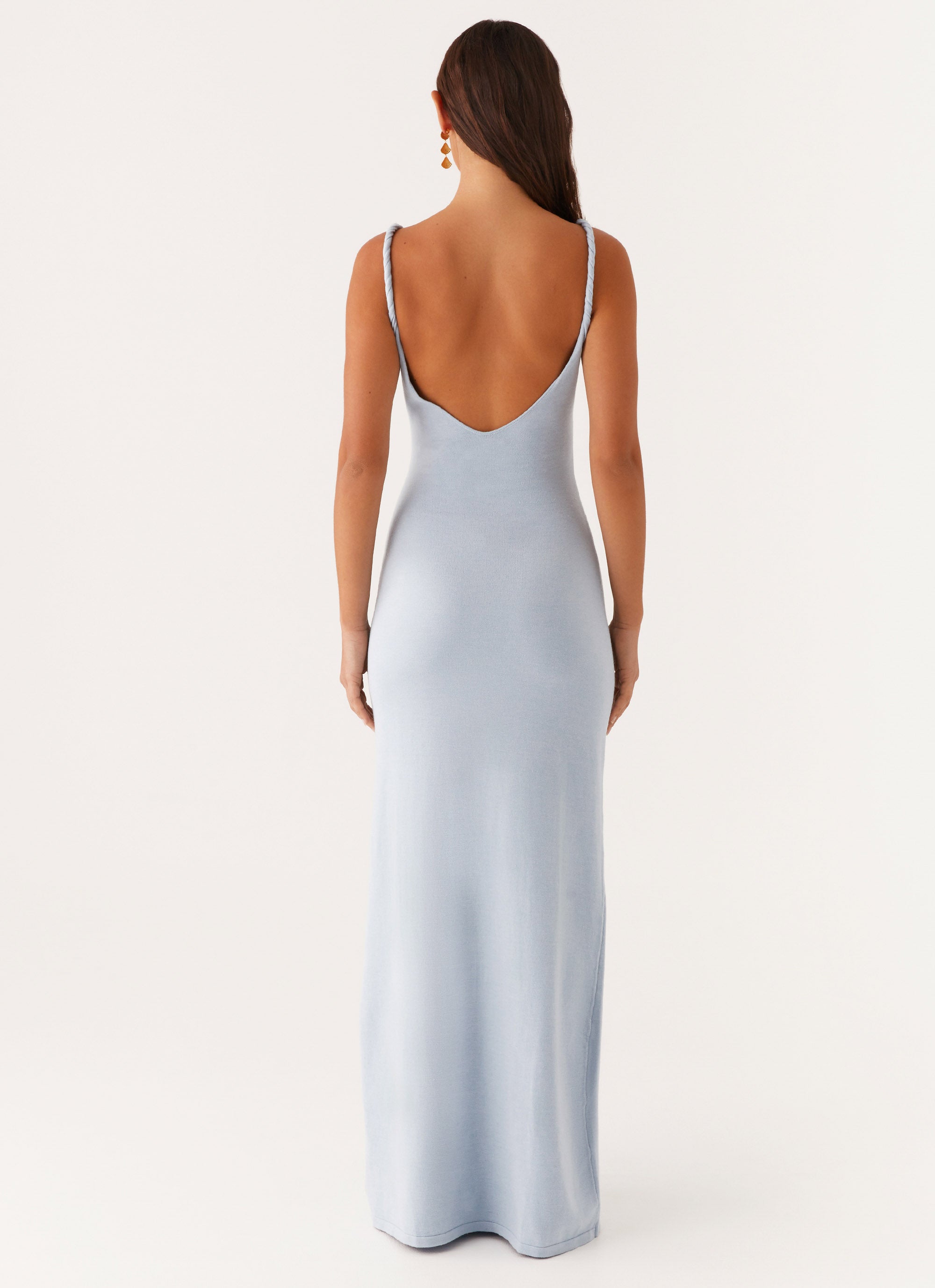 Lichtblauwe maxi-jurk met smalle bandjes