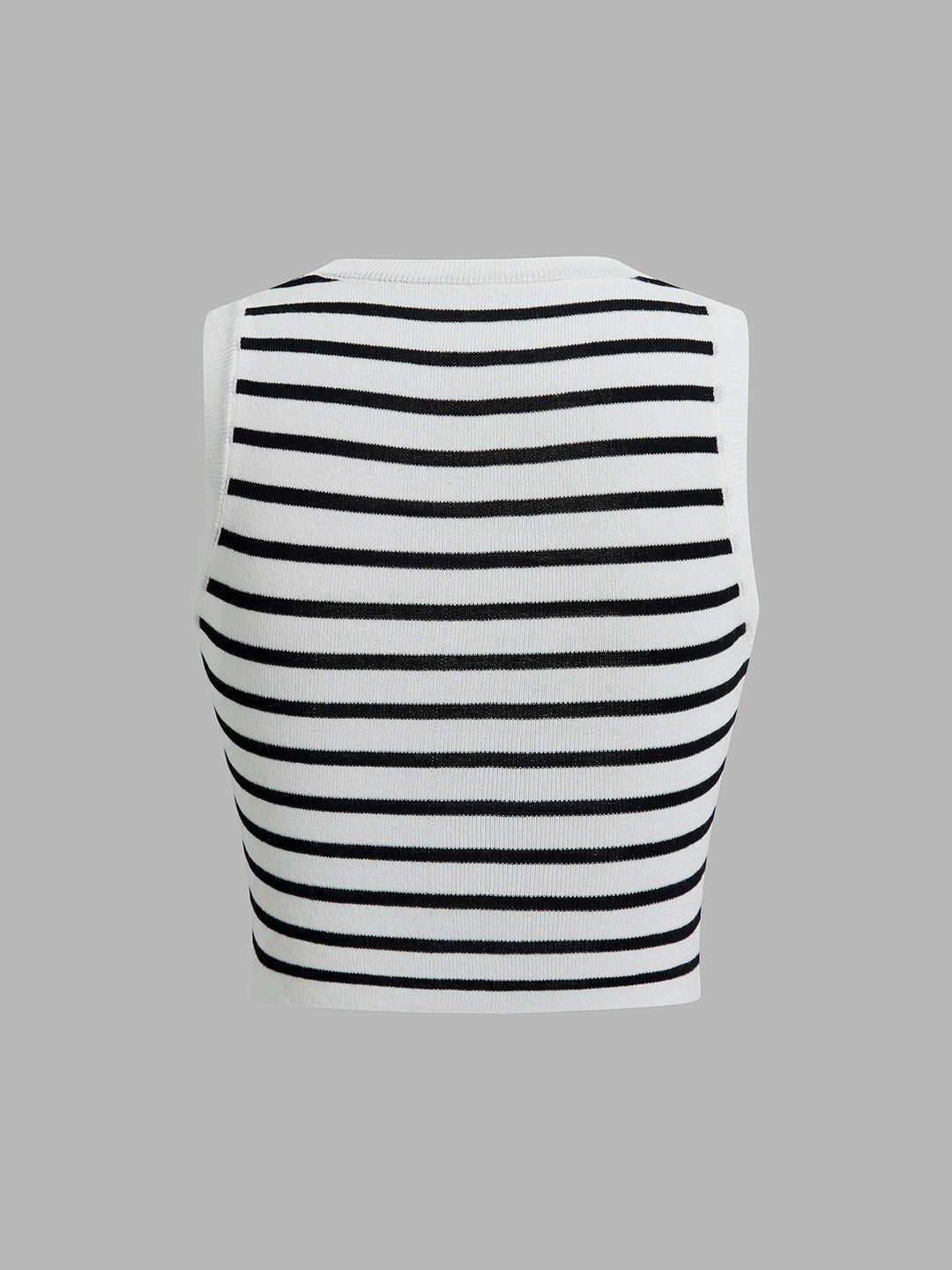 Gestreepte geribbelde mouwloze crop top