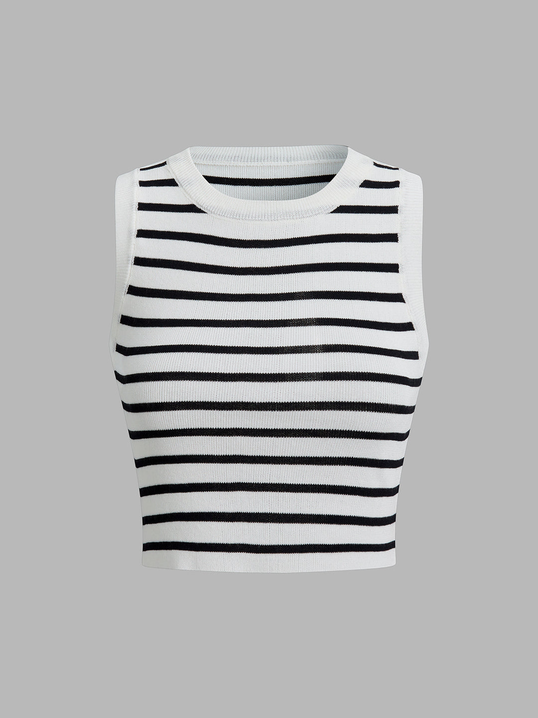Gestreepte geribbelde mouwloze crop top