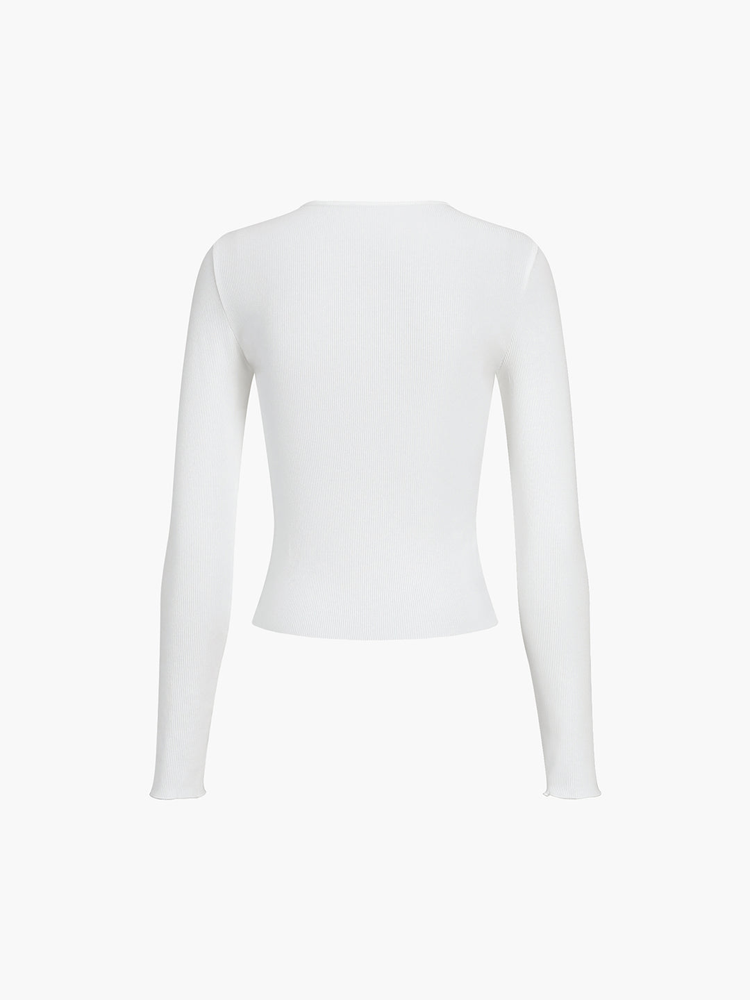 Geribbelde Henley-top met lange mouwen