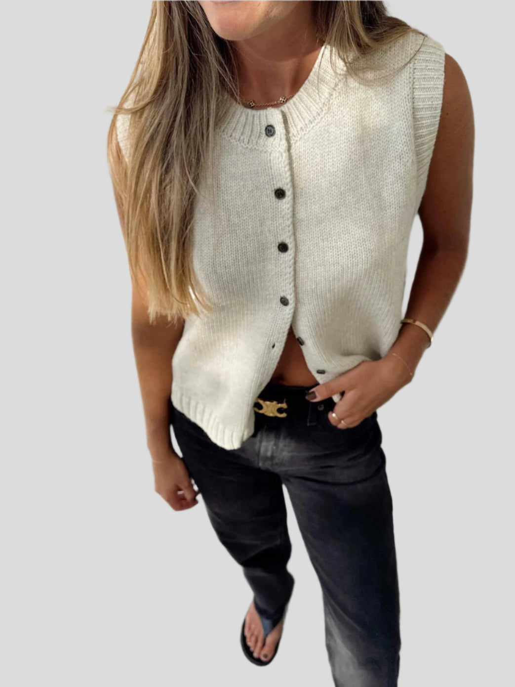 Mouwloos vest met knoopsluiting