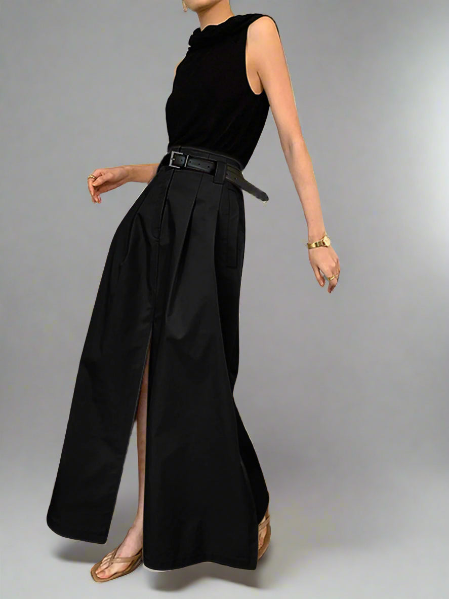 Elegante Maxi-Rok met Hoge Taille en Voorsplit