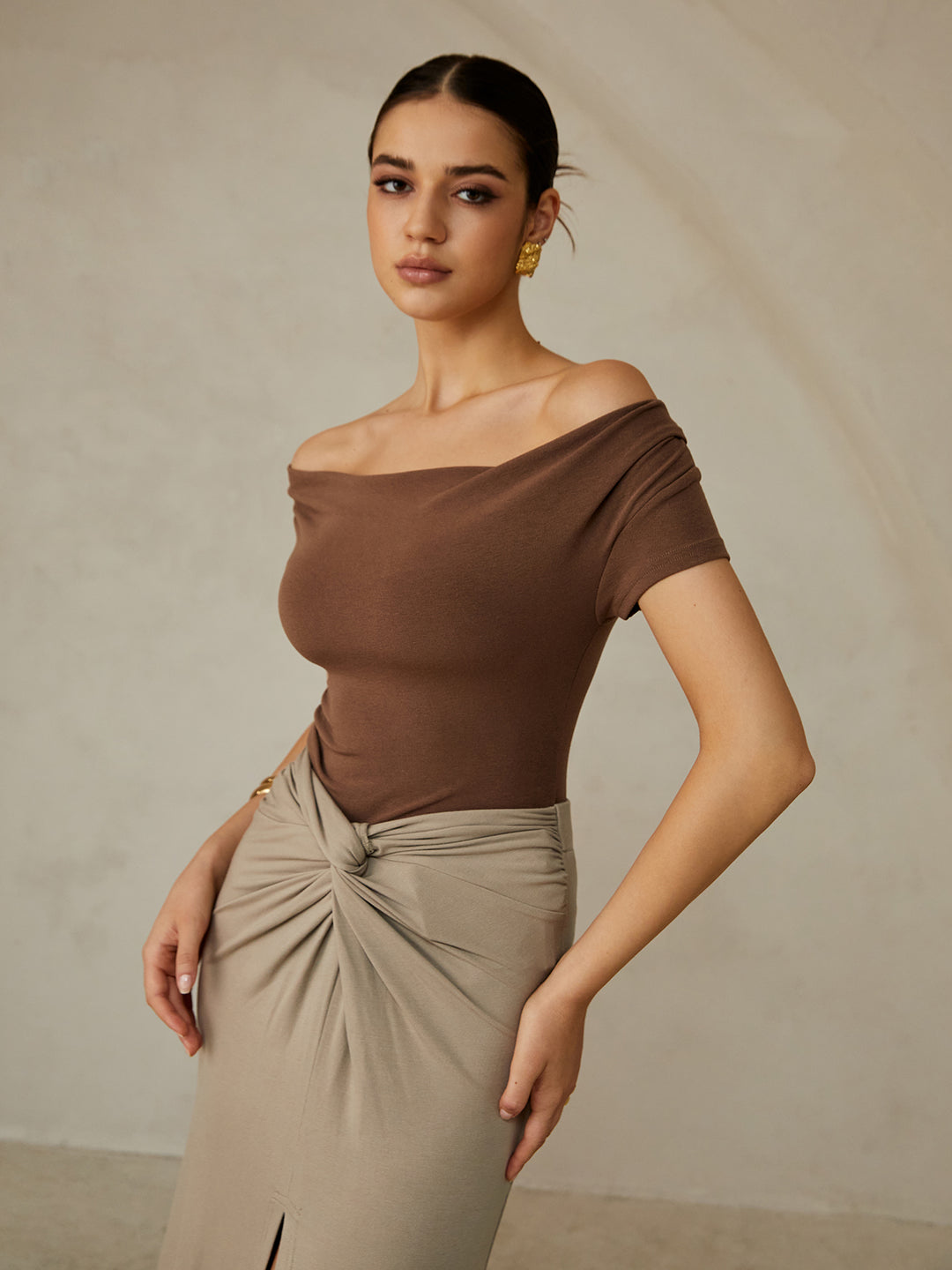 Afgesneden off-shoulder top