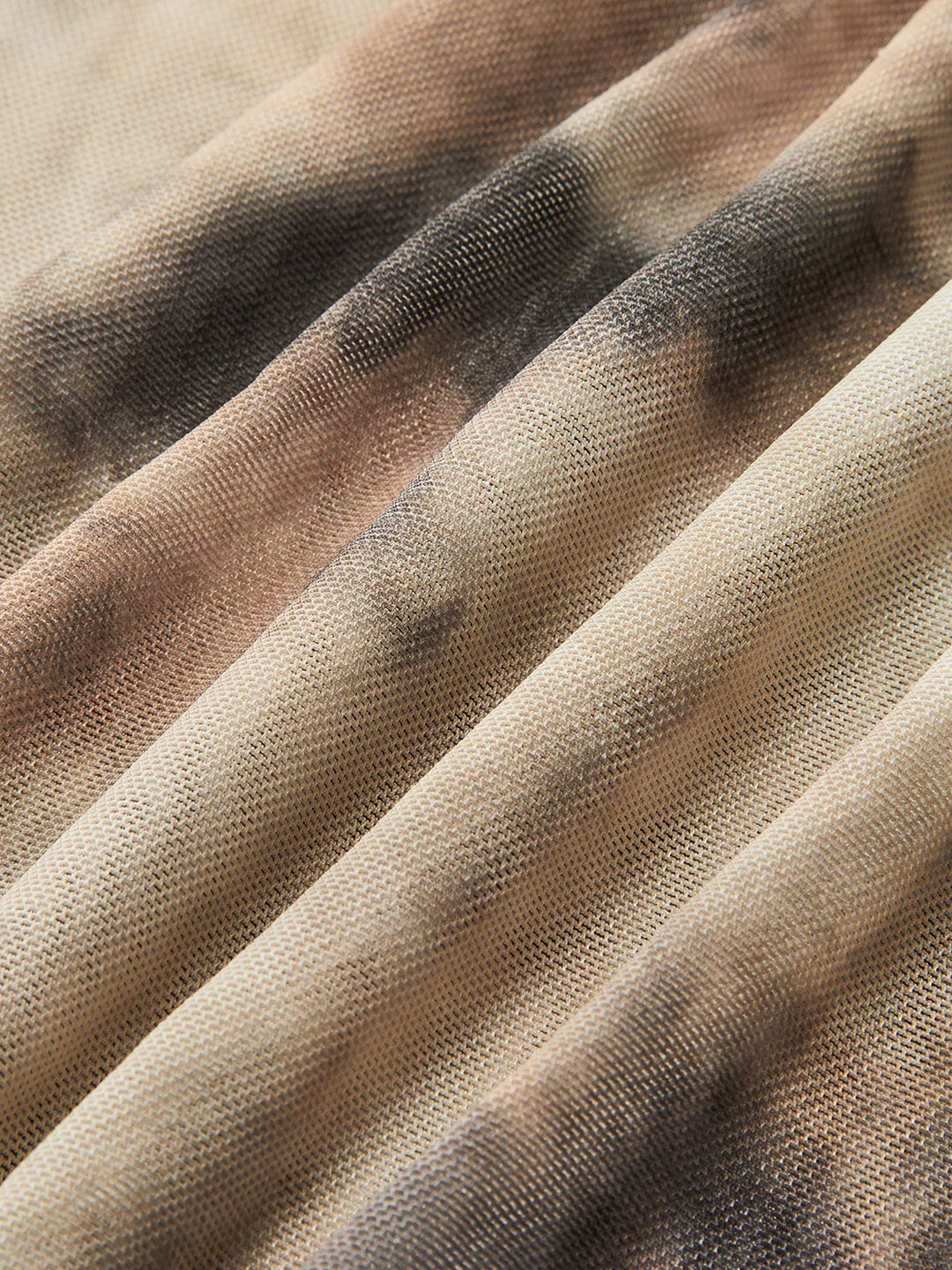 Bruine tie-dye off-shoulder top met lange mouwen