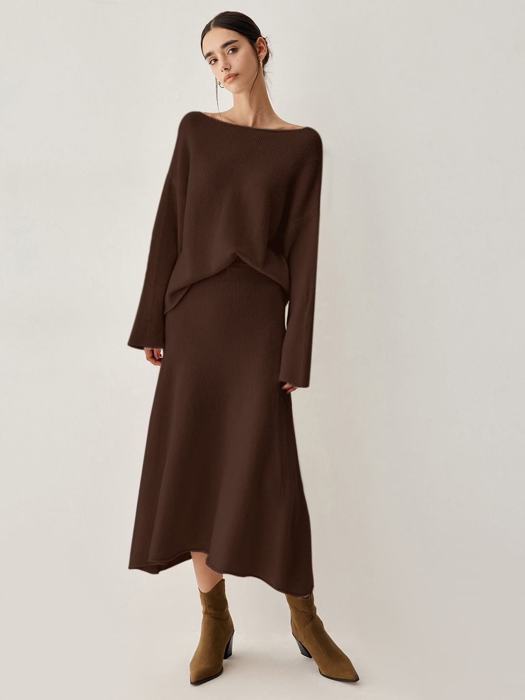 Set met oversized trui en lange rok