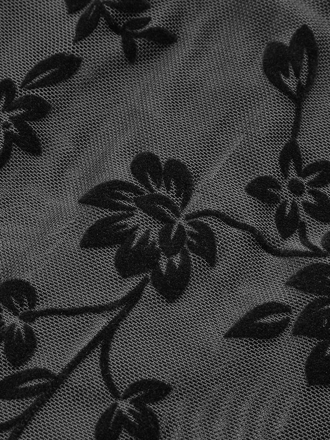 Zwart bloemen mesh korset
