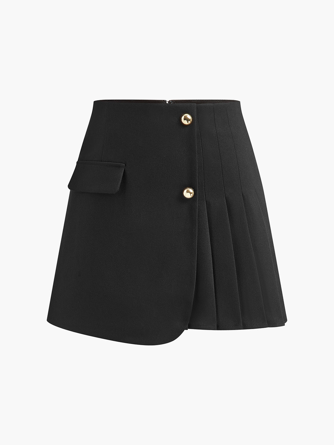Geplisseerde mini-rok met sierknopen