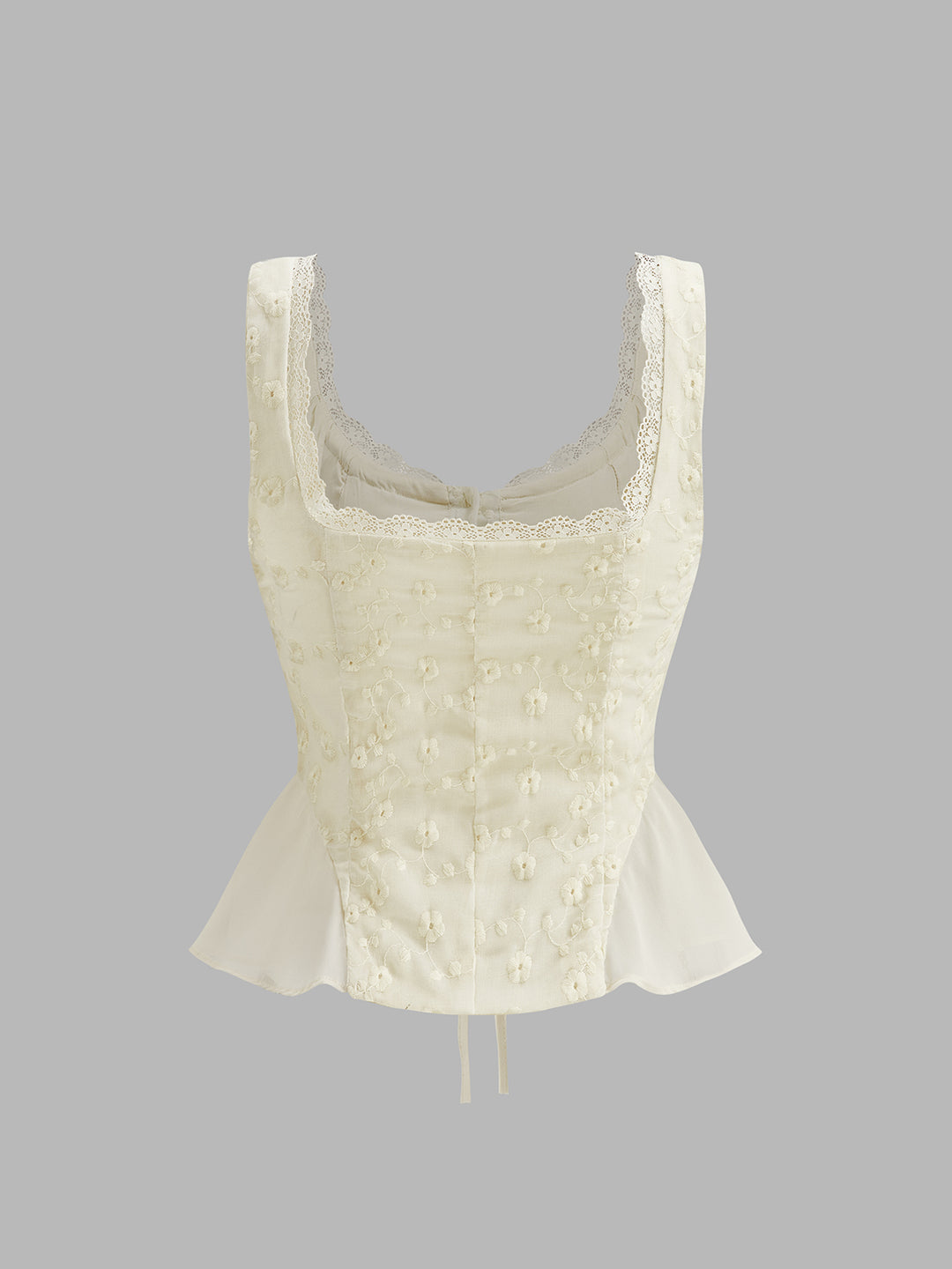 Lichtbeige Peplum Kant Top