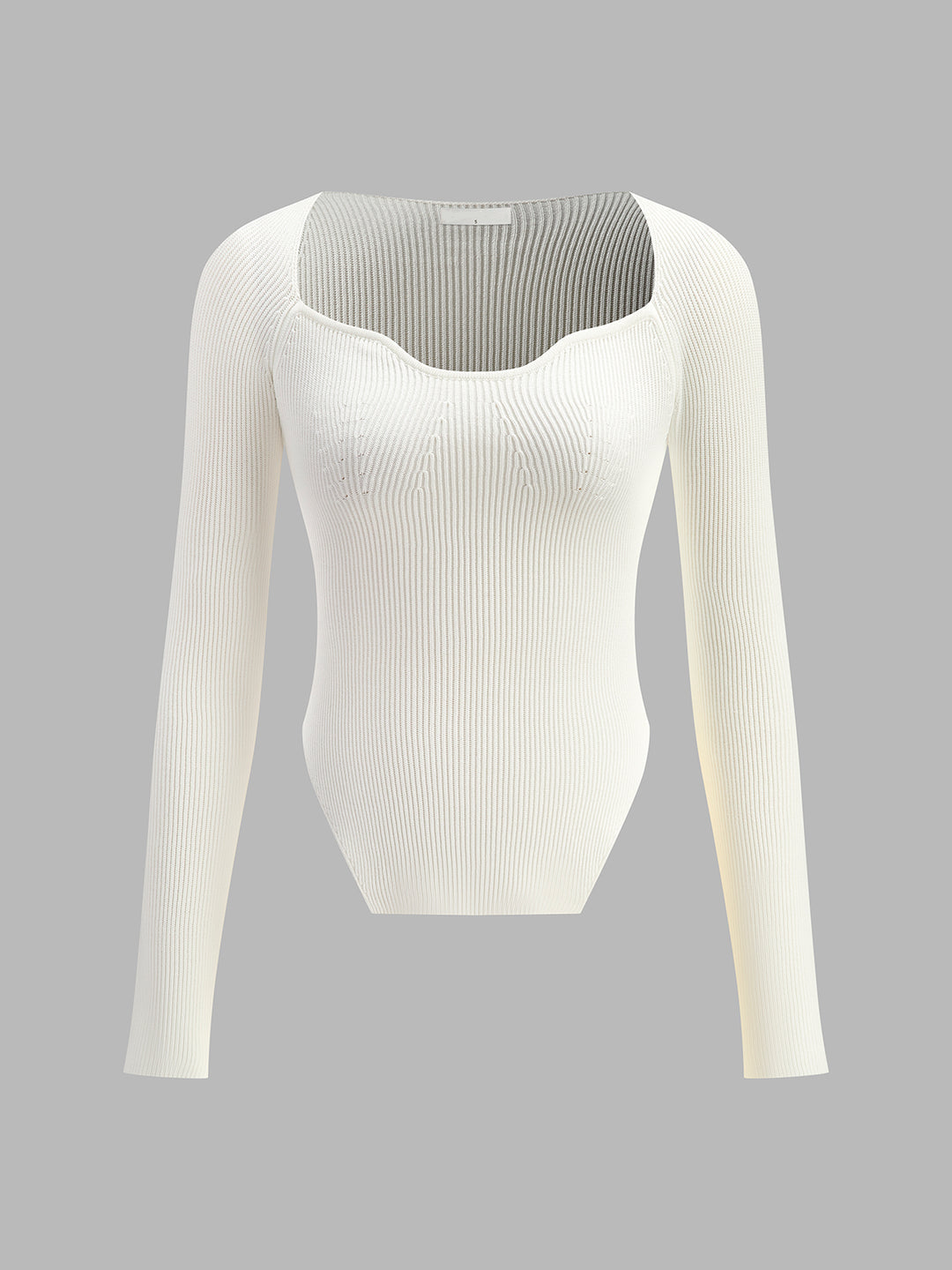 Strapless geribbelde top met uitlopende mouwen